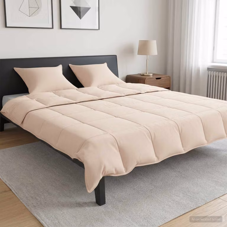 Set di 2 piumoni vidaXL per tutte le stagioni in cotone e fibra di kapok, beige, L/P/H: 240 x 220 cm
