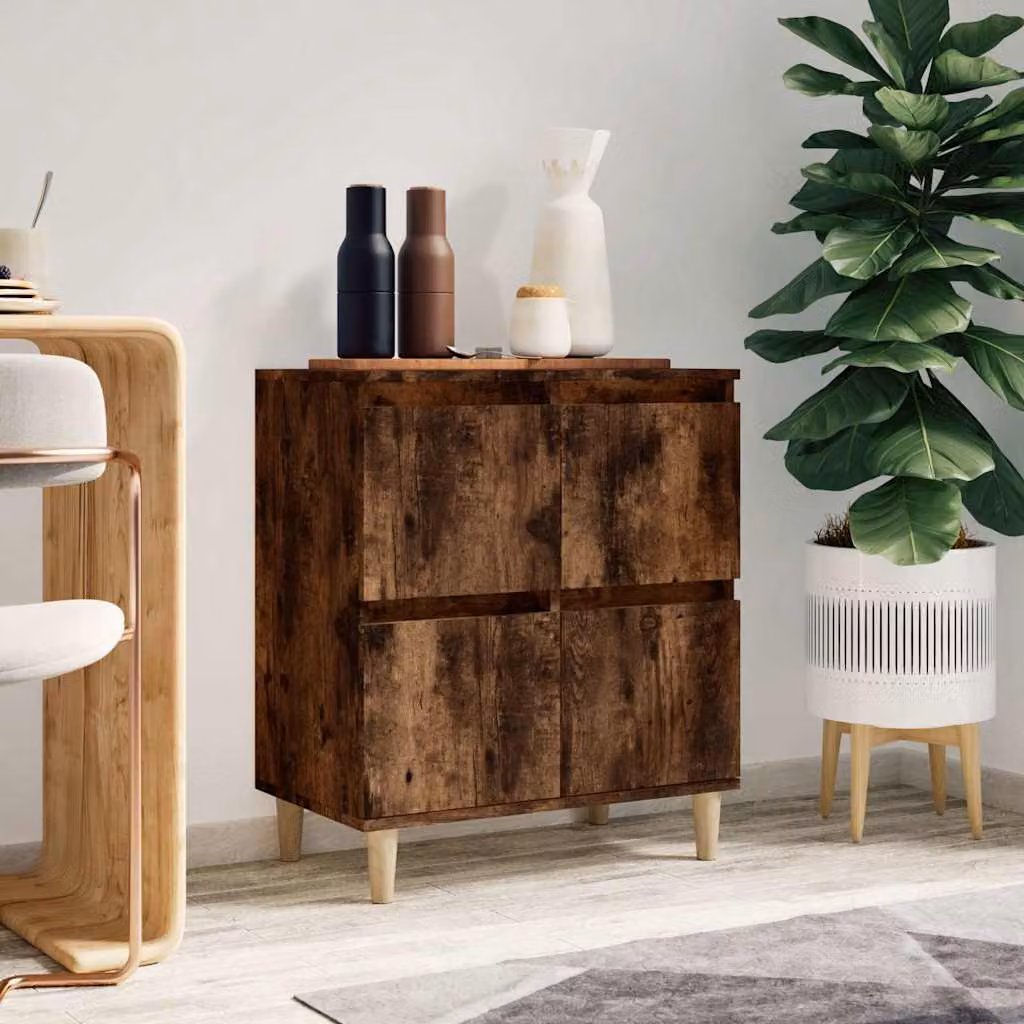 Credenza vidaXL in Legno Multistrato e MDF, Colore Rovere Fumo, L 60 cm x P 35 cm x H 70 cm