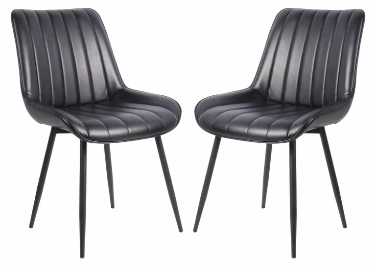 Set di 2 moderne sedie da pranzo con gambe in metallo e seduta ergonomica