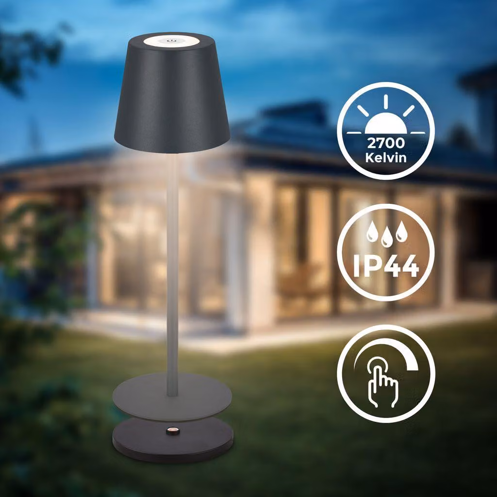 Lampada da tavolo a LED con batteria IP44 lampada da tavolo senza fili per esterni/interni dimmerabile touch
