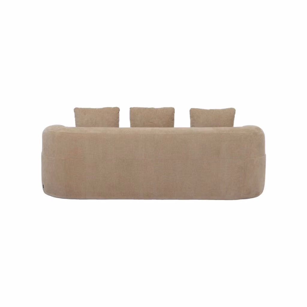 Divano moderno a 3 posti SWEEEK in tessuto beige con cuscini inclusi, L: 220 cm, P: 83,5 cm, H: 92 cm – 2