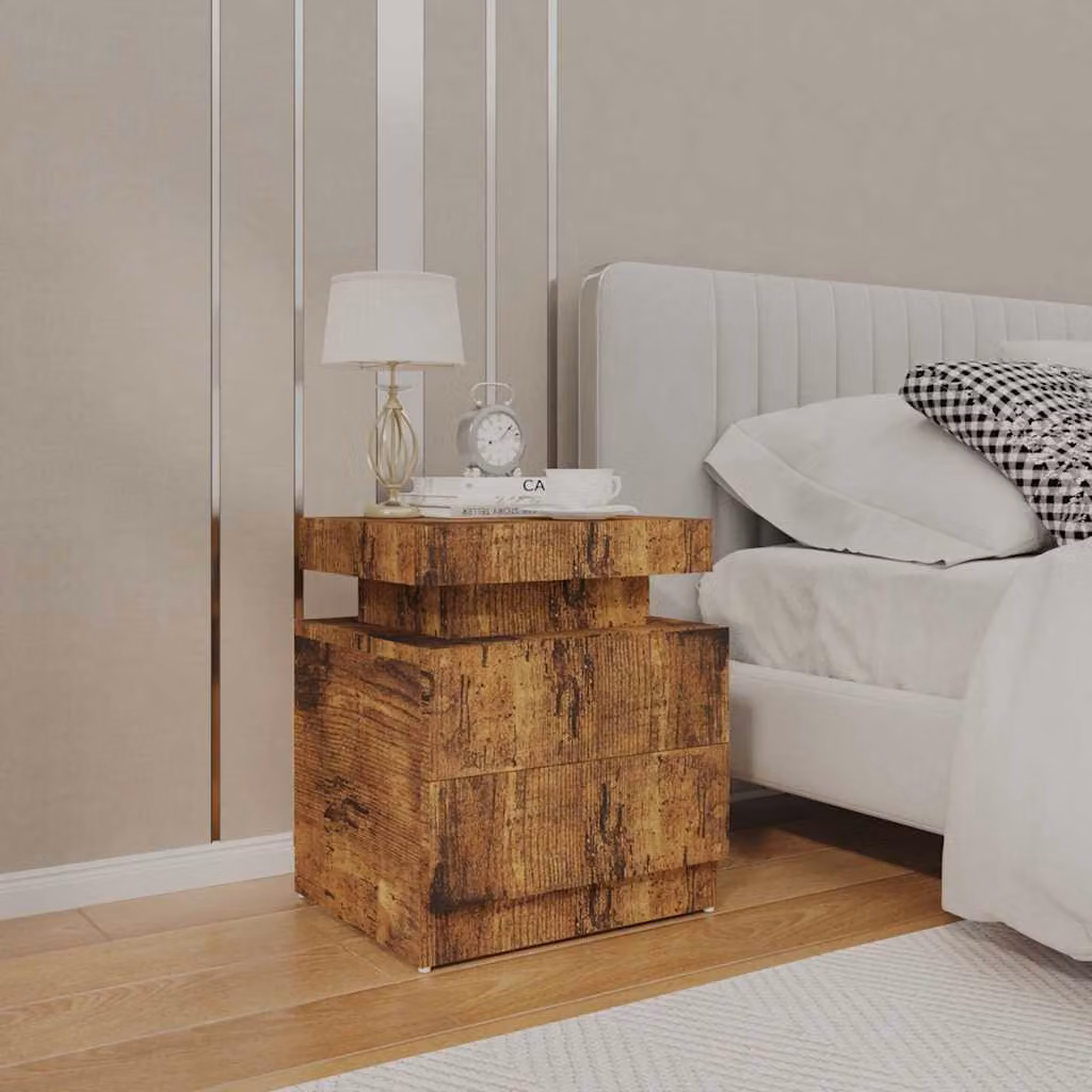 Comodino moderno vidaXL in legno multistrato color rovere fumo, L 45 cm x P 35 cm x H 52 cm
