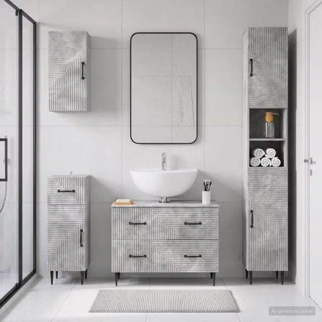 Set di Mobili da Bagno da 4 Pezzi HAARLEM Grigio Cemento 3417939