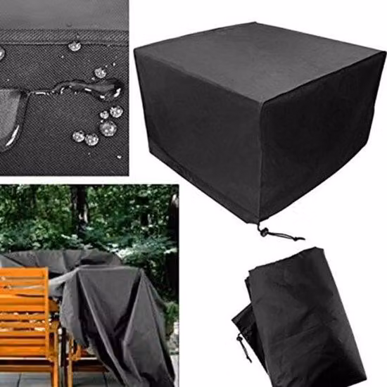 Copertura impermeabile per sedie da giardino quadrate 120x120x74 cm, resistente ai raggi UV e alle intemperie, colore nero