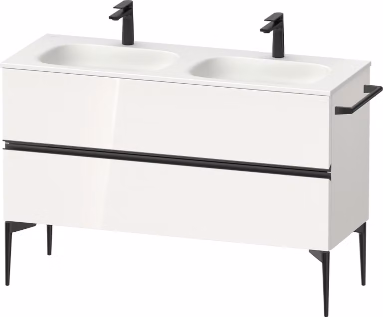 Duravit Sivida Meuble sous-lavabo, 2 tiroirs, poignée noire diamantée mate, 1280x477x592mm, pour Sivida, SV46540BD220000, SV46540BD220000
