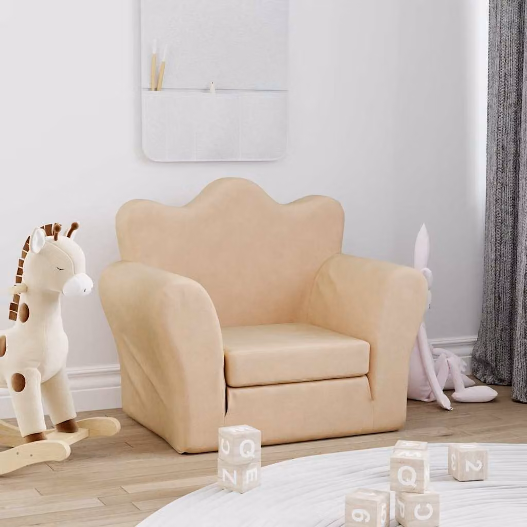Maison Exclusive - Divano letto per bambini color crema, morbido peluche