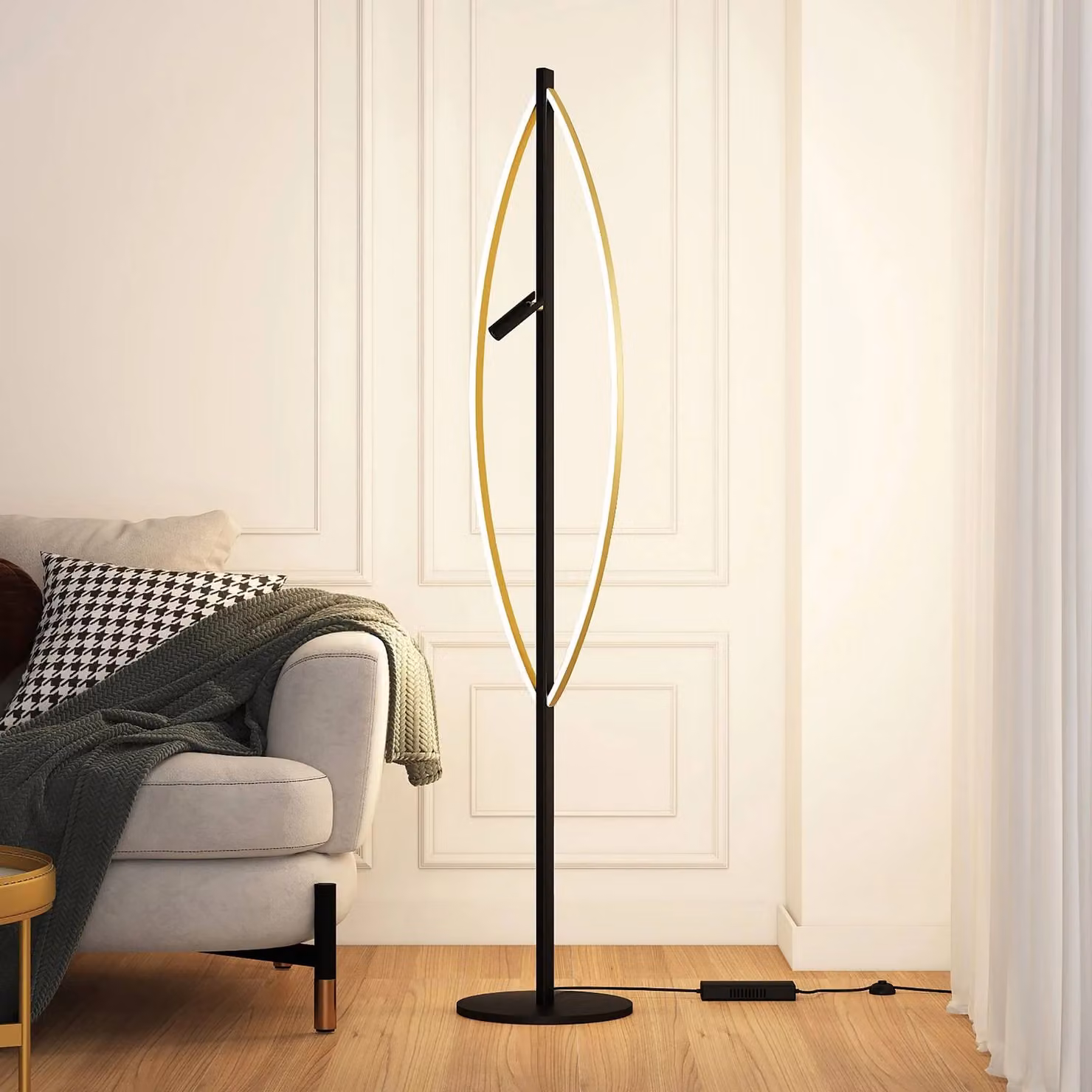 Lampada da terra di design Matwei Lucande, dimmerabile, Nero, Soggiorno / Sala da pranzo, Alluminio, Design, Lampada da terra