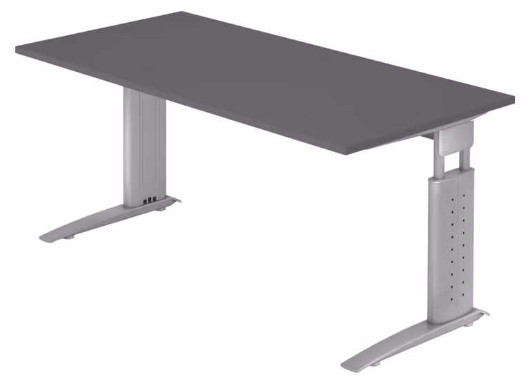 Scrivania bümö Serie U - Dimensioni: 160 x 80 cm, struttura: grigio argento, finitura: grafite