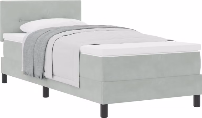 Letto a molle con materasso Grigio chiaro 100 x 200 cm Velluto