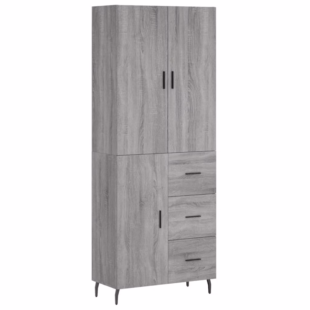 Credenza Grigio Sonoma 69,5x34x180 cm in Legno Multistrato
