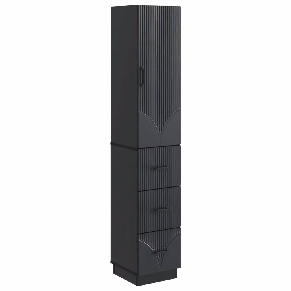 Set di 2 armadi moderni vidaXL con ante scorrevoli e cassetti, colore nero opaco, in MDF e metallo, L/P/H: 33 x 34,5 x 87 cm – 2