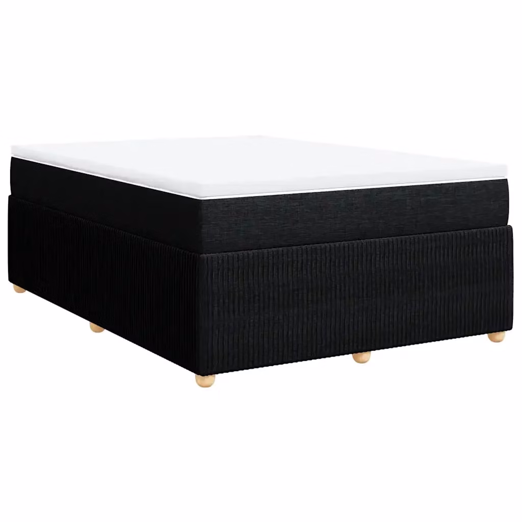 Letto Ibrido vidaXL con Giroletto a Molle e Materasso in Tessuto Nero e Bianco L/P/H: 140 x 200 cm – 2