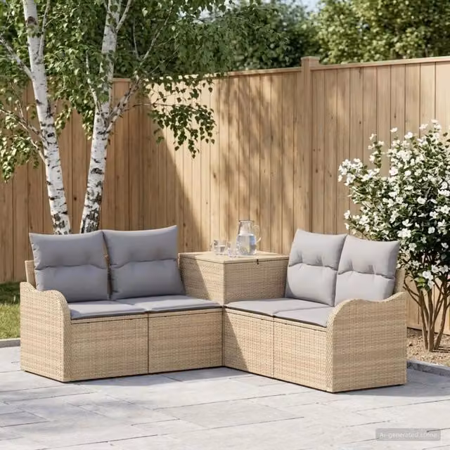 Set di divani 5 pz Beige e Grigio Chiaro 3447763