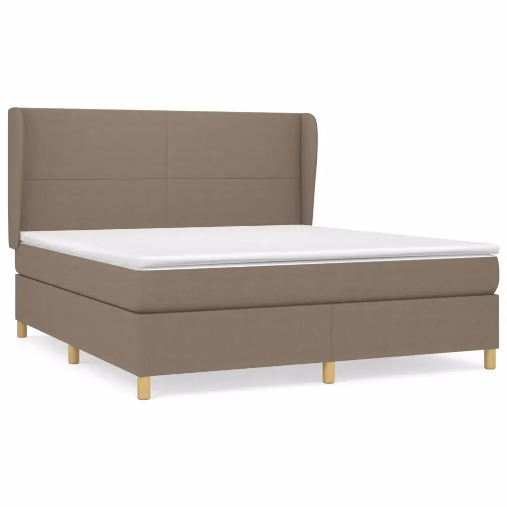 Letto Ibrido con Giroletto a Molle e Materasso vidaXL in Tessuto Beige e Bianco L/P/H: 160 x 200 x 25 cm – 2