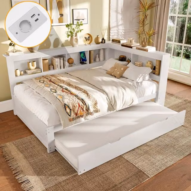 Letto divano con letto estraibile in MDF e pino 140x200 cm