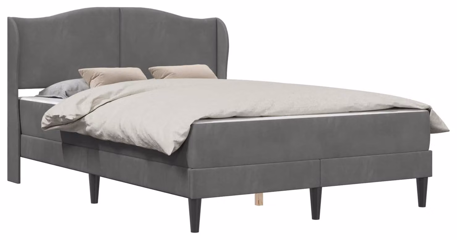 Struttura letto grigio scuro, 120 x 190 cm, in velluto