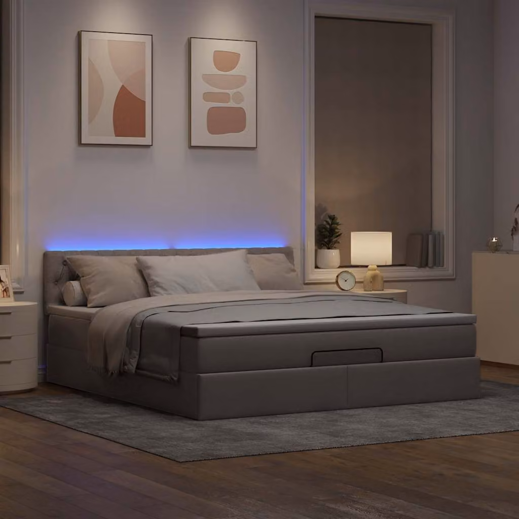 Maison Exclusive - Letto ottomano con materasso e LED taupe 180x200 cm tessuto