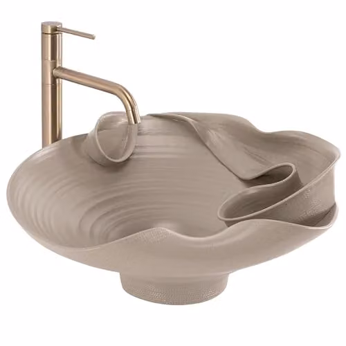 Rea - Lavabo da appoggio HM-12 Curvato - Ceramiche Sanitarie - Beige - 48 x 44 x 18 cm