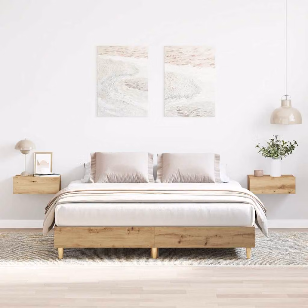 vidaXL Giroletto in legno di eucalipto color marrone con doghe piatte fisse L/P/H: 203 x 143 x 140 cm