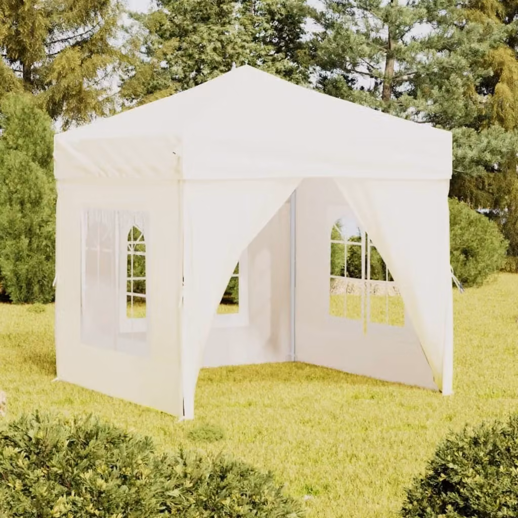 The Living Store Tenda per feste pieghevole con pareti laterali crema 2x2 m