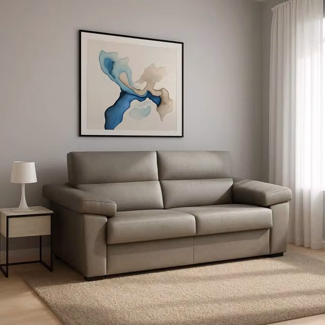 Divano Letto 2 Posti Fisciano DMORA Grigio, Made in Italy, Sfoderabile con Contenitore e Struttura in Legno, L: 205 cm, P: 95 cm