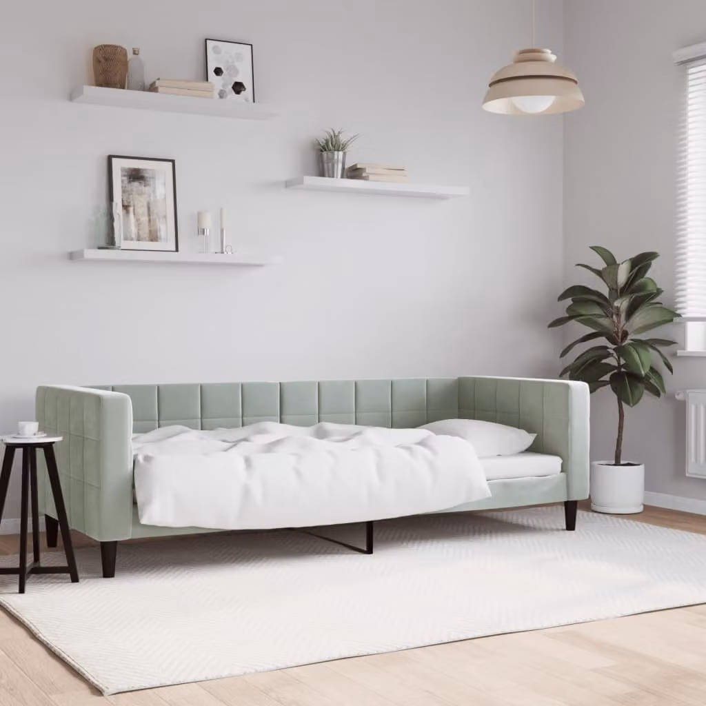 Letto da Giorno vidaXL in Velluto Grigio, L 80 x P 200 cm