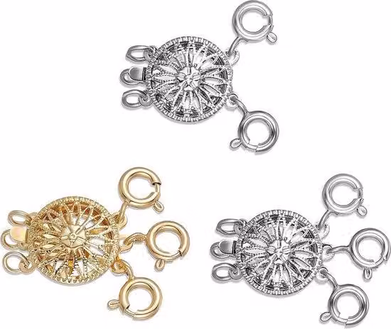 Chiusure gialle per collane fai da te, impilabili, set da 3 pezzi
