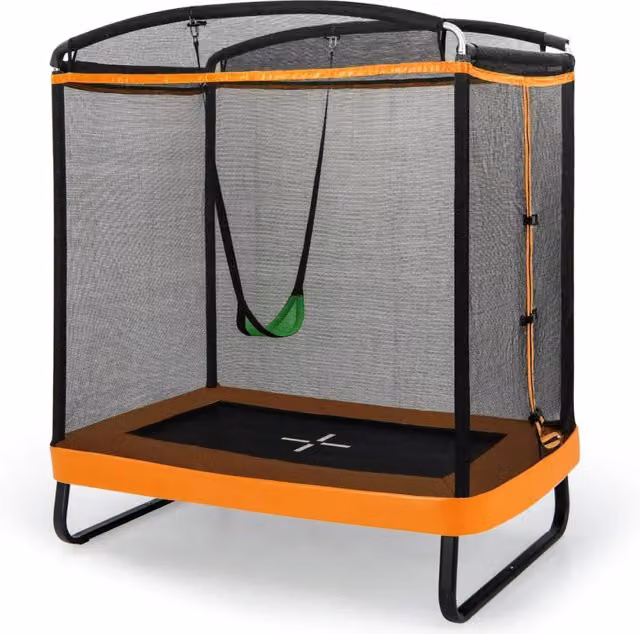 Trampolino con altalena in metallo zincato nero e arancione L/P/H: 190 x 122 x 210 cm