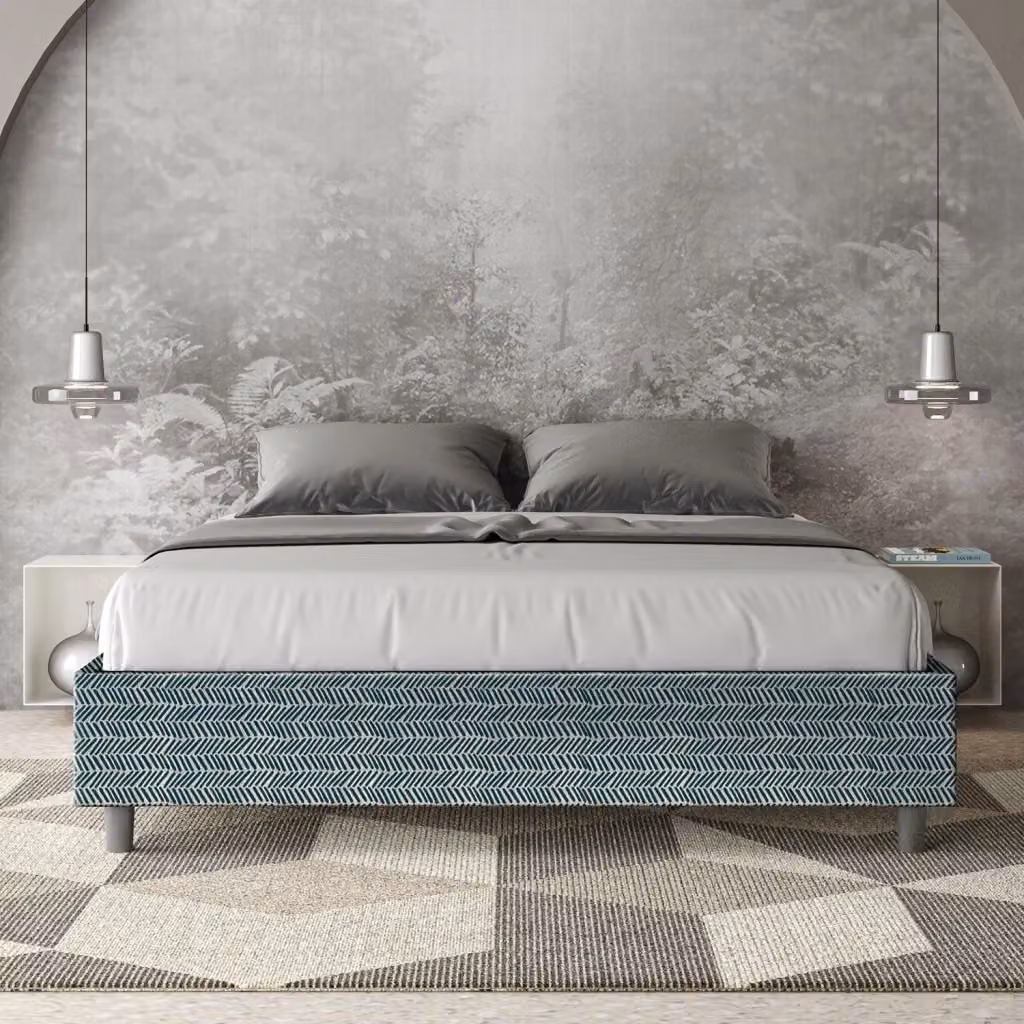 Letto Matrimoniale Sommier Aragona 8 Blu con Rete Azelia di GIORDANOSHOP L: 160 cm, P: 210 cm, H: 39 cm – 2