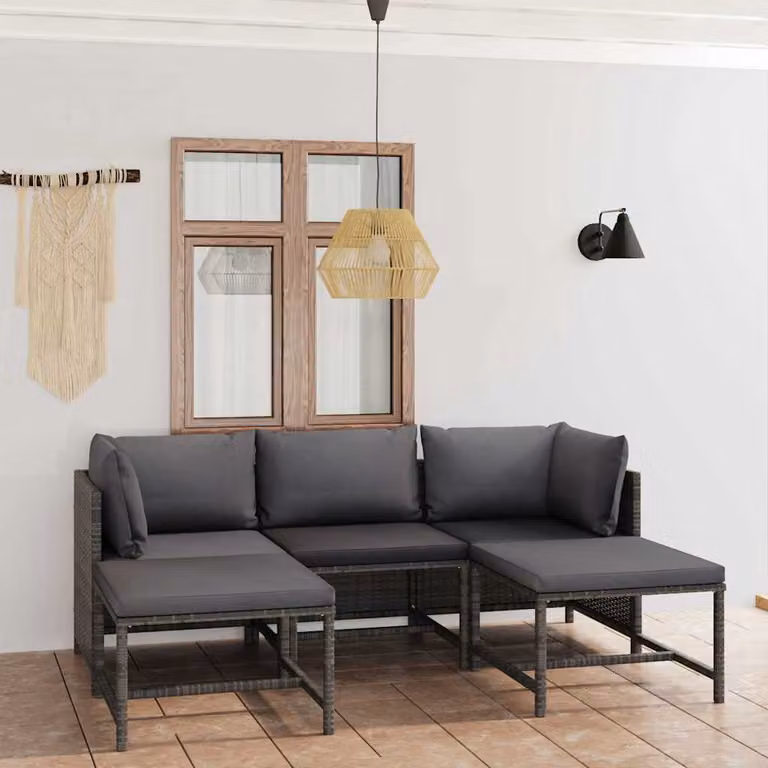vidaXL Set Divani da Giardino a L con Cuscini Grigio Antracite e Struttura in Metallo