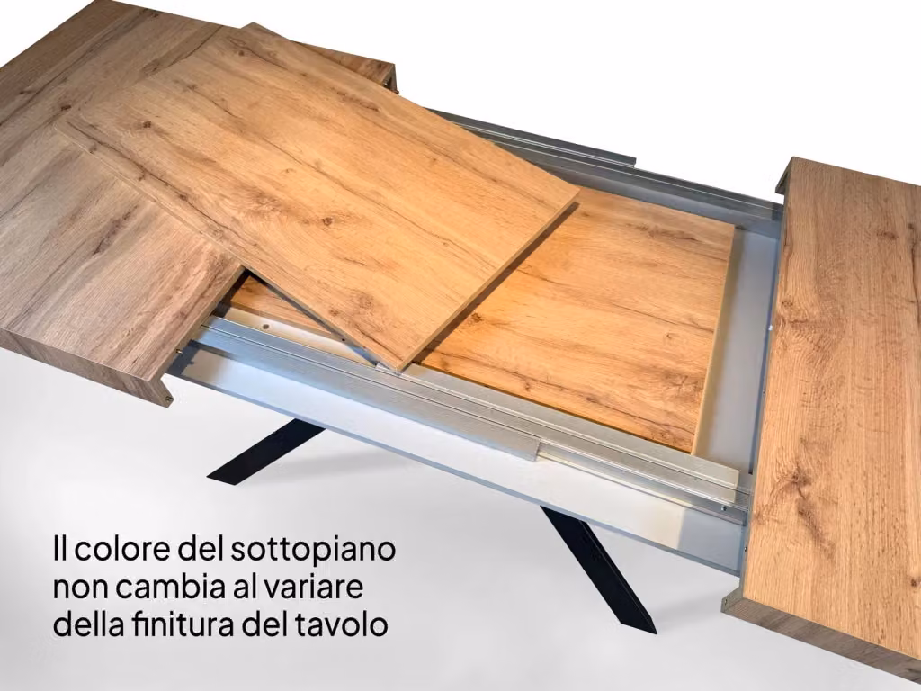 Tavolo allungabile Itamoby moderno in finitura quercia natura con telaio a X, L/P/H: 200 x 90 x 77 cm (estendibile fino a 304 cm) – 2