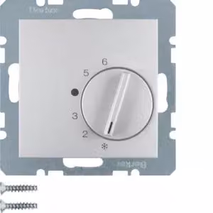 Berker 20261404 Termostato con commutatore e elemento centrale in alluminio opaco Berker B.7