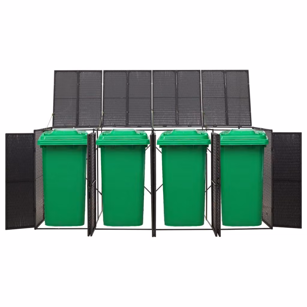 vidaXL Copribidone Quadruplo Nero 274x80x117 cm in Polyrattan