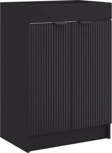 Mobiletto da bagno moderno nero con ante a battente e ripiani interni L: 78,5 cm, P: 37,5 cm, H: 81 cm – 1