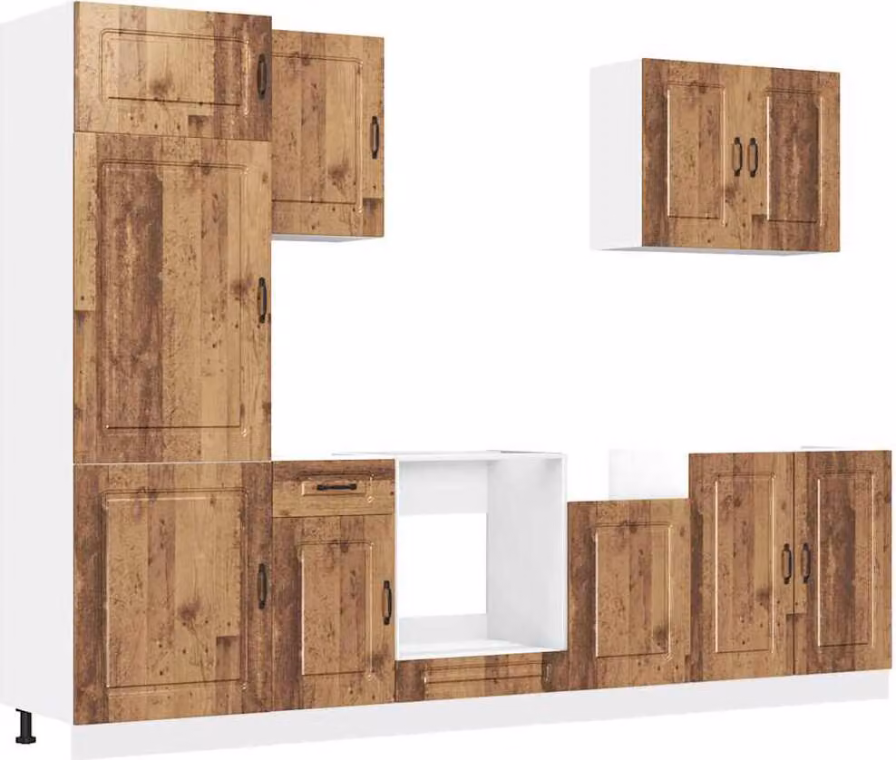 Set Mobili da Cucina 7 pz Kalmar Legno Vecchio in Truciolato
