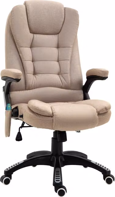 EasyComfort Poltrona da Ufficio Executive con Massaggio e Riscaldamento, Altezza Regolabile e Ruote, Beige, L/P/H: 74 x 70 x 120 cm – 1