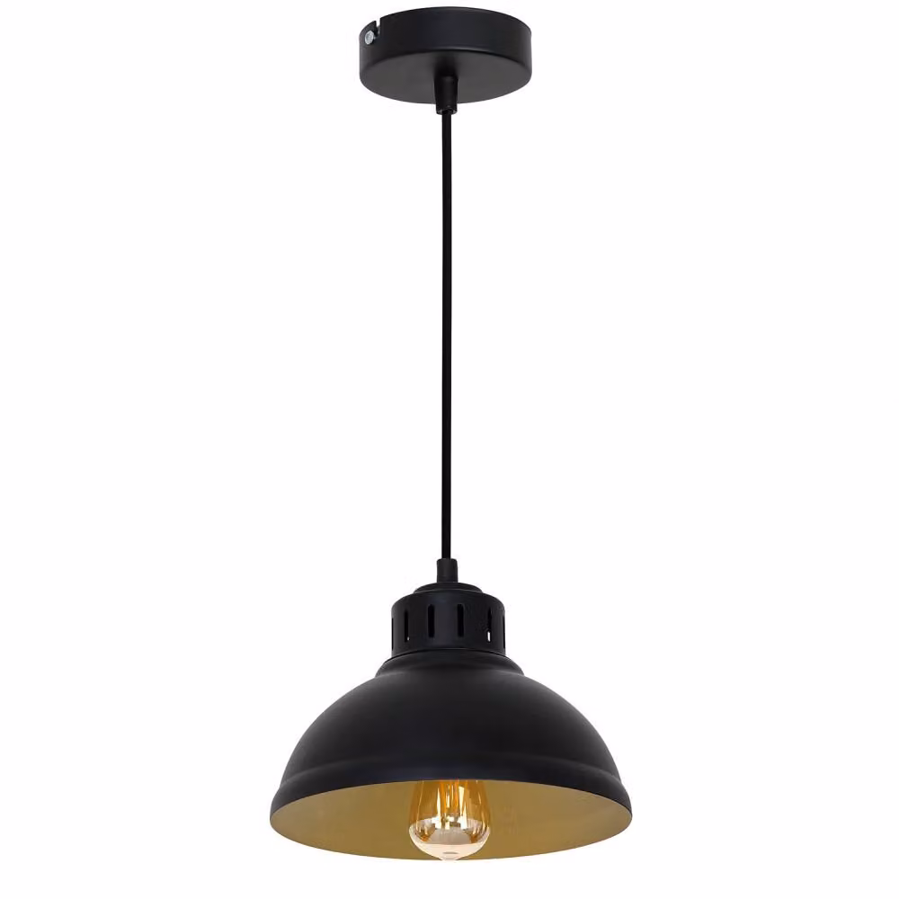 Lampada a sospensione Sven nero opaco-oro opaco 1xE27x15W metallo dim.: 100x21x21 cm IP20 Luminex