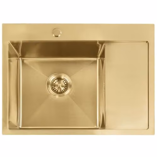 Rea - Lavello Da Cucina In Acciaio, Fin 60, Oro Spazzolato 60 X 48 X 19 cm