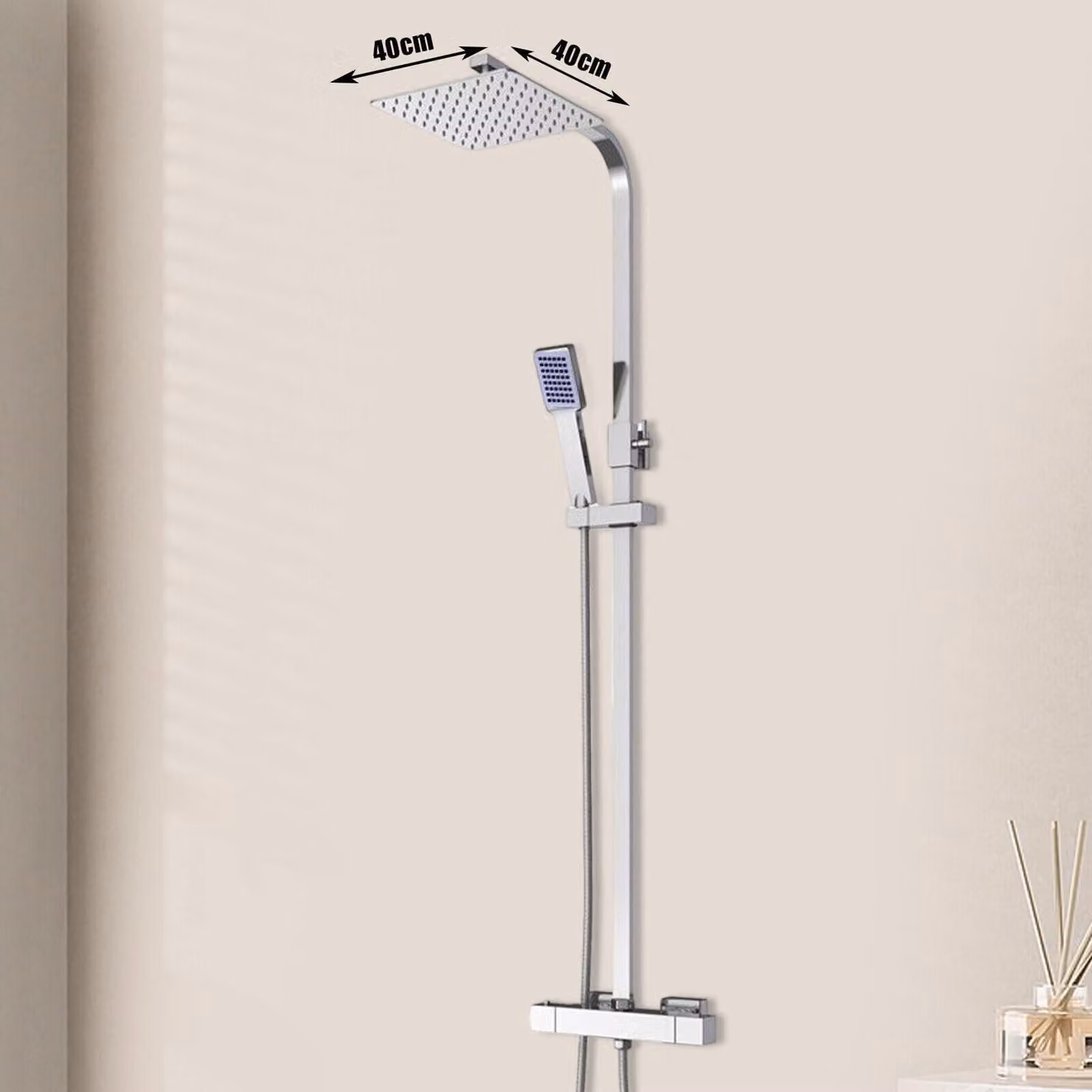 Solidchoice - Miscelatore termostatico per doccia con soffione a pioggia e doccetta manuale