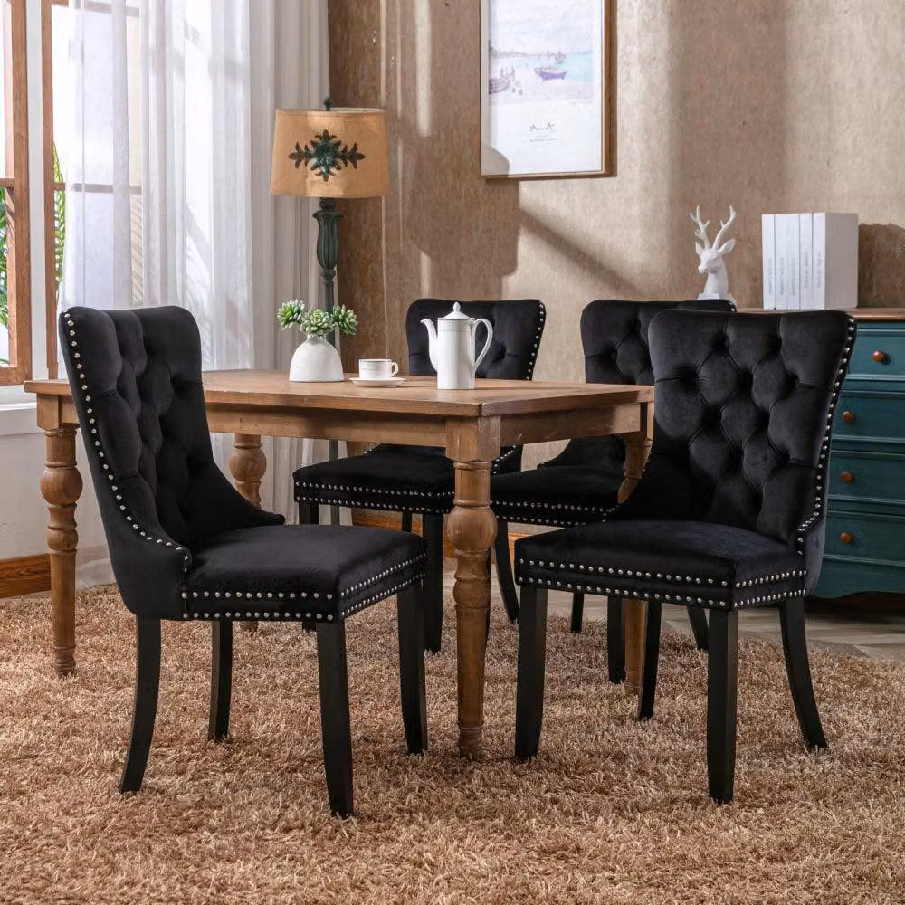 Sedie da pranzo - Sedie - Sedie per sala da pranzo - Sedie a conca - Sedie di design - Set di 2 sedie nere in velluto