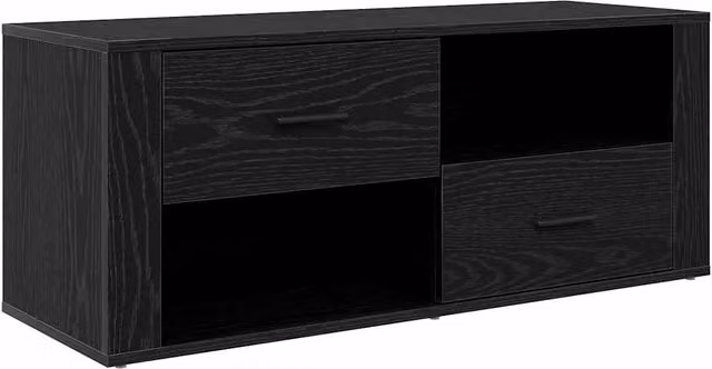 Mobile porta TV rustico HELLOSHOP26 in legno composito nero con finitura opaca e vano contenitore L/P/H: 100 x 35 x 40 cm – 1