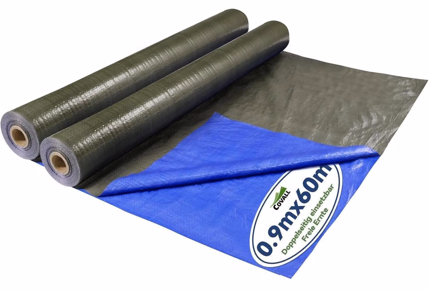 Telo di copertura 0,9x60 metri, impermeabile, 75 g/m², rotolo, colore verde/blu, resistente ai raggi UV e allo strappo