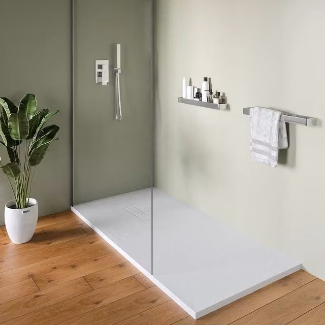 Piatto doccia 90x140 cm in marmoresina bianco effetto pietra | Merlera