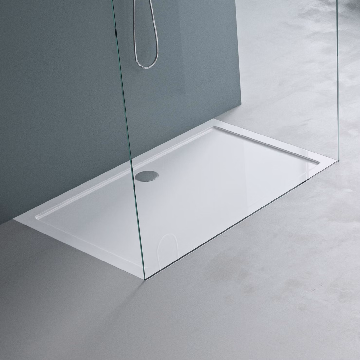 Vaschetta doccia in acrilico, rettangolare, 70x120x4 cm, bianca