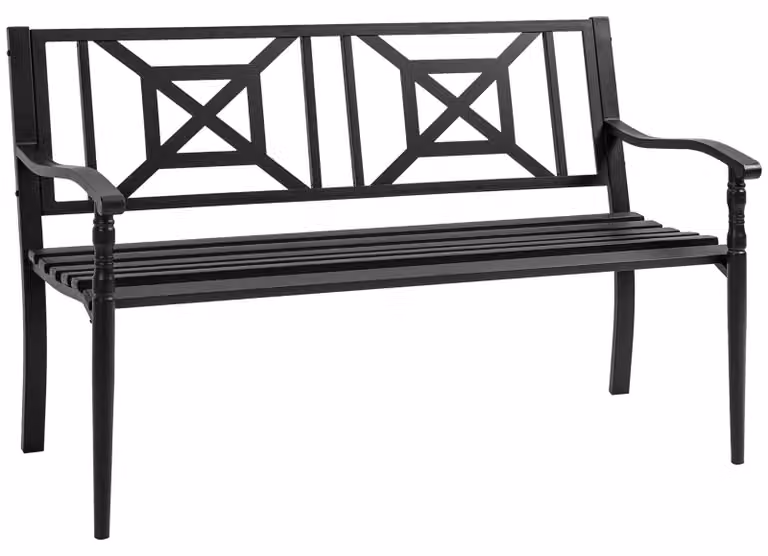 Panchina 2 Posti da Giardino 128x62,5x81,5 cm in Acciaio Nero