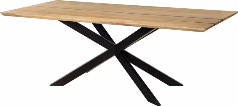 MASSIVMOEBEL24 | Tavolo da pranzo in legno di mango e resina epossidica nera 180x90x76 laccato natur / gambe incrociate antracite matt EPOXY