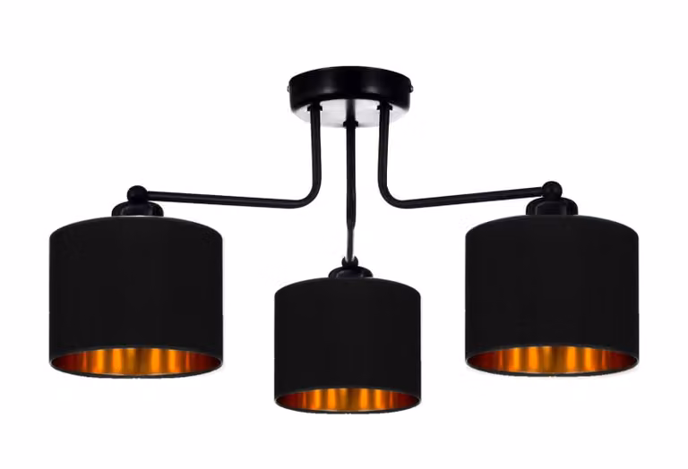 Lampada da soffitto nera lampada lampada velour vintage moderna E27 lampada di design a 3 luci N230-E3-S