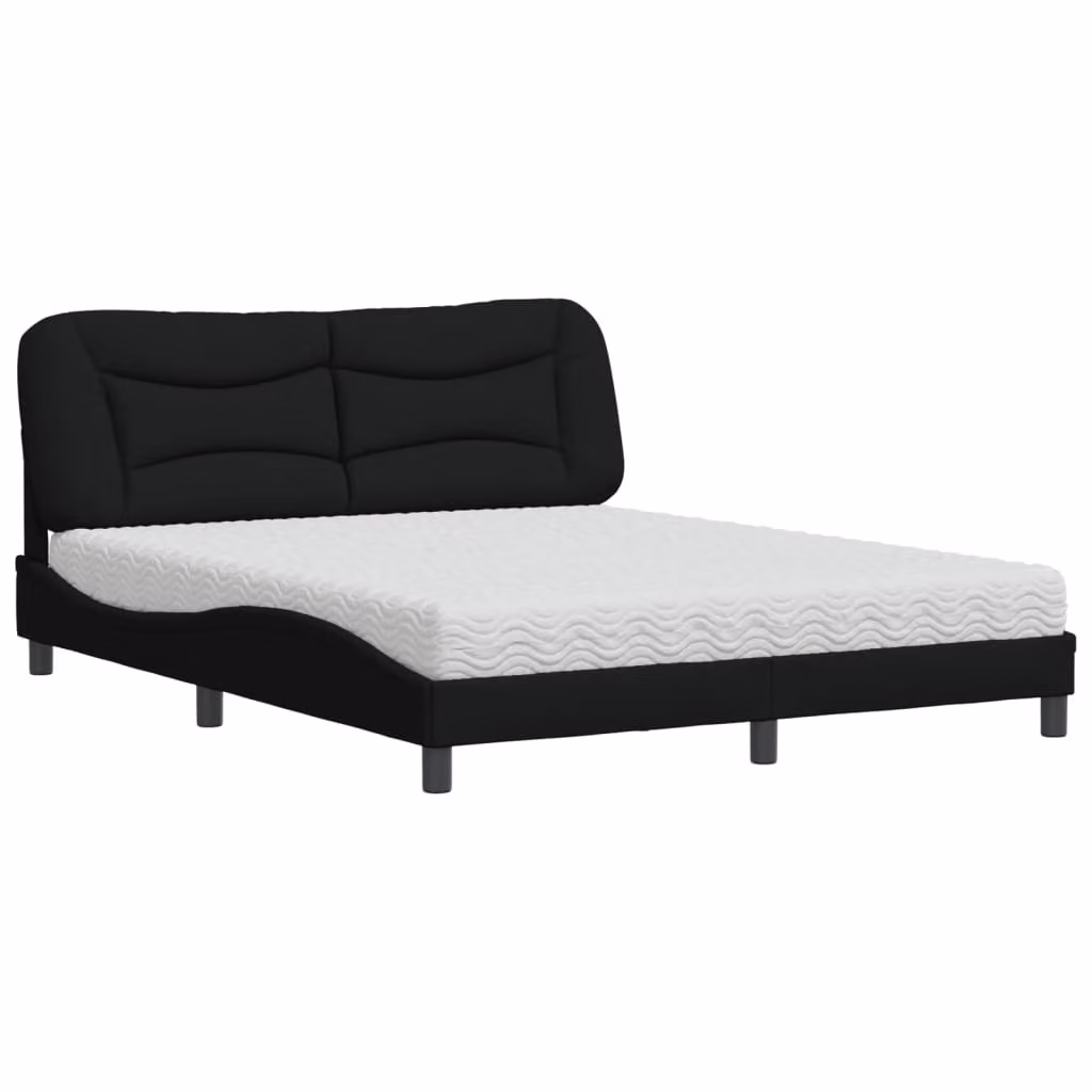 Letto con Materasso Hvar Nero 160x200 cm in Tessuto