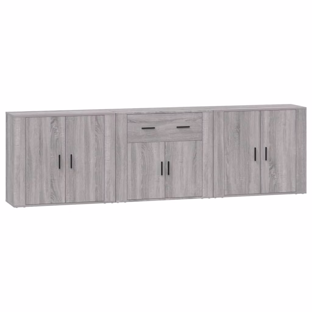 Credenze 3 pz Grigio Sonoma in Legno Multistrato