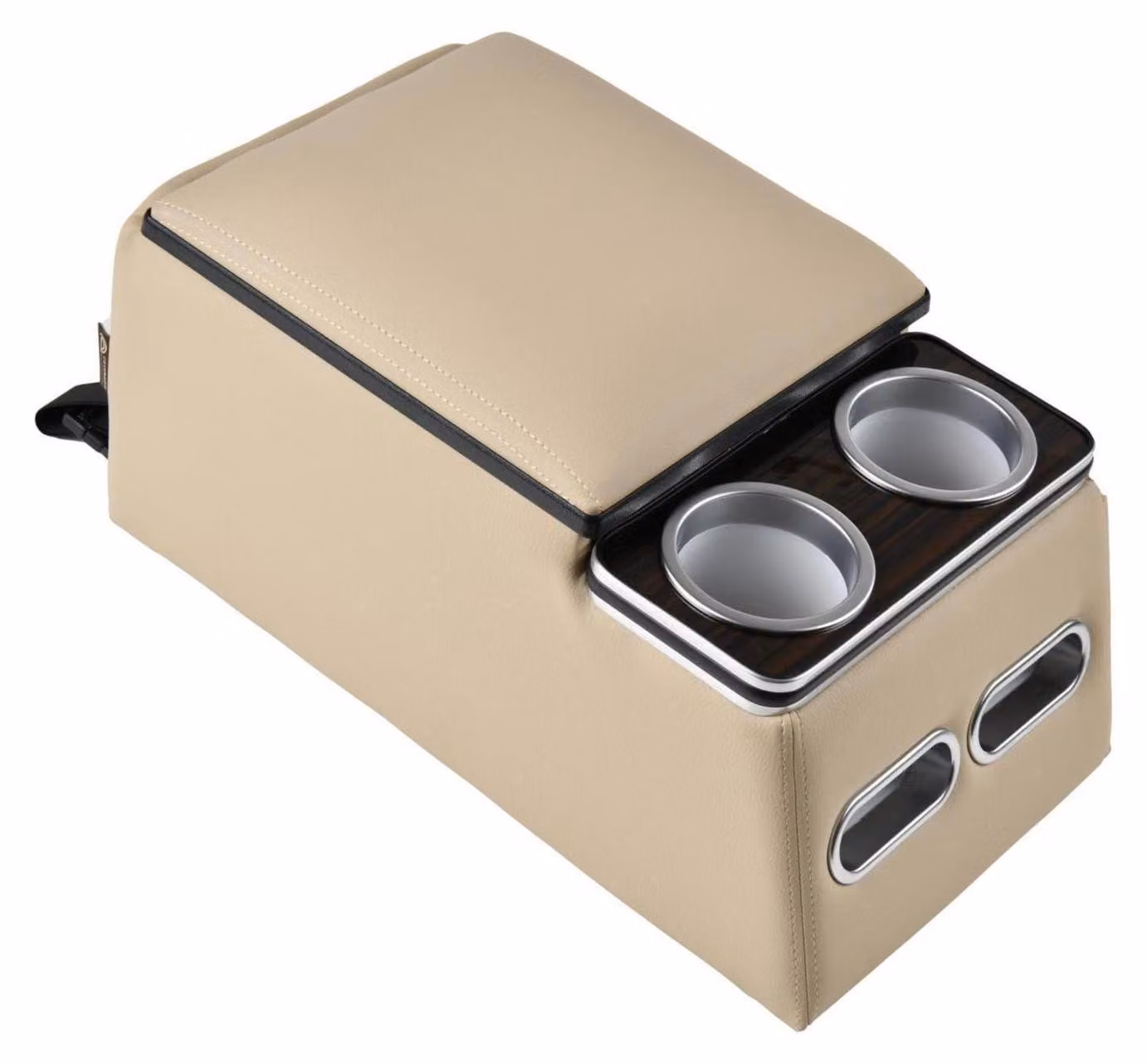 Organizzatore per console centrale auto, con bracciolo e vano portaoggetti, in ecopelle beige